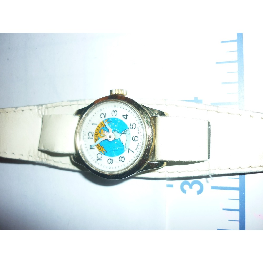 Walt Disney‎ Kids Watch Cinderella Character Blue Dial White Swiss Vintage Works